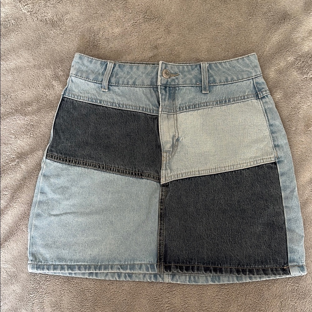 Denim Patchwork Skirt